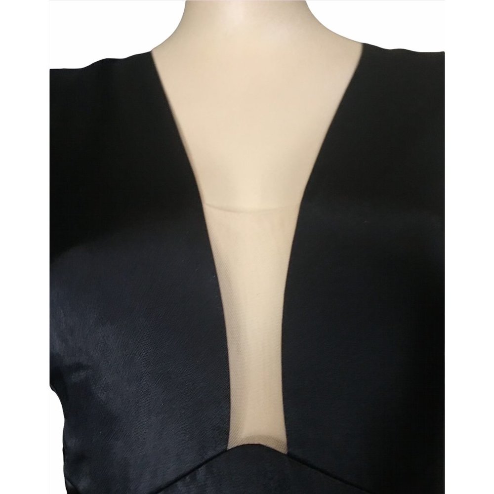Sau Lee Genevie Black Satin Sleeveless V-Neck Maxi Gown New - Picture 7 of 15